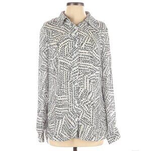 CAbi Blouse Long Sleeve Work Elegant Black White Abstract‎ Size S Small